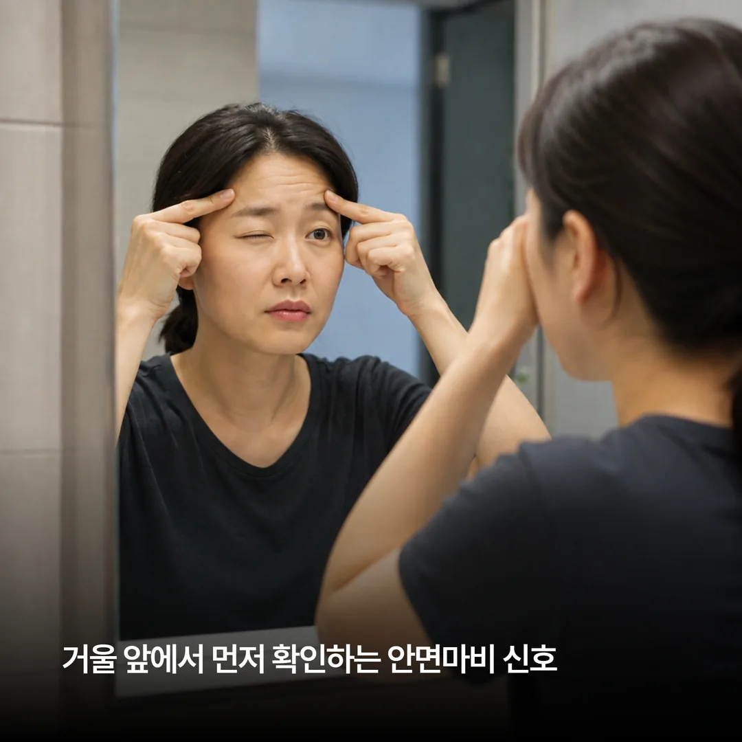 교통사고 안면마비 자가 확인 — 이마 주름과 눈 감김 살피기